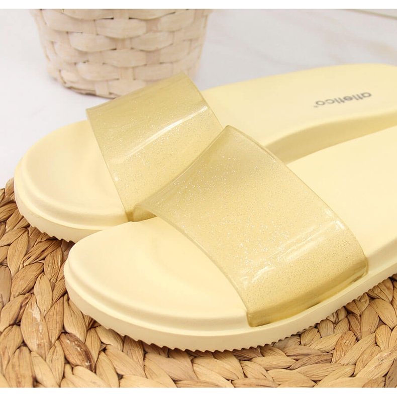 Ciabatte da piscina da donna Atletico beige con glitter 2