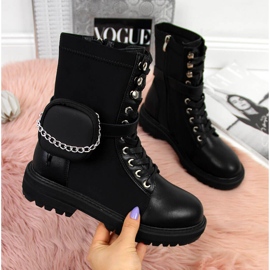 Stivali da donna in pelle con una tasca nera Goe II2N4024 nero 2