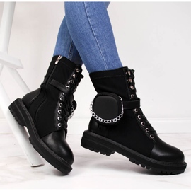 Stivali da donna in pelle con una tasca nera Goe II2N4024 nero 1