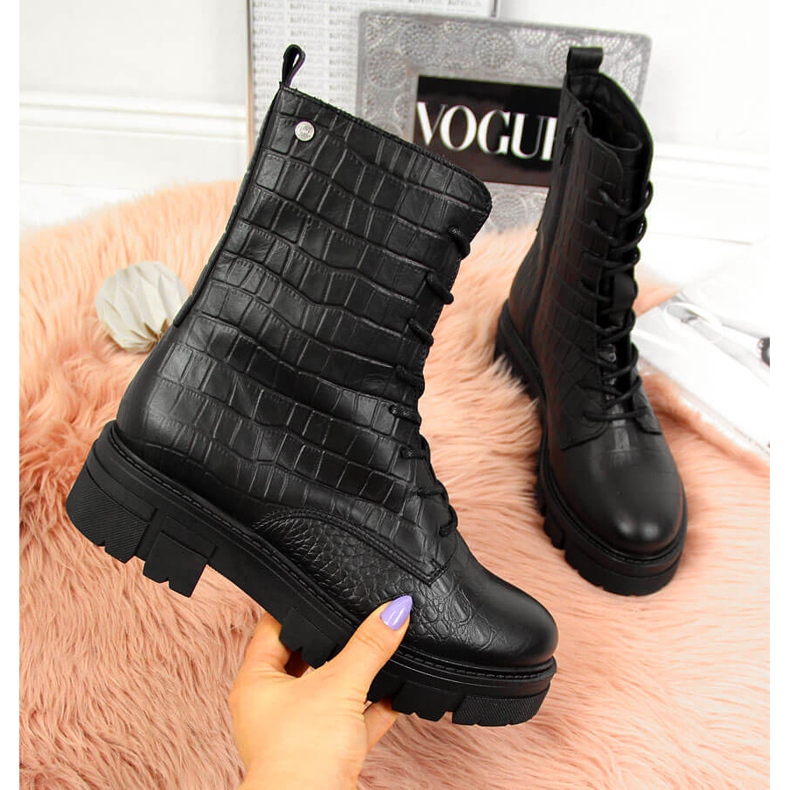 Stivali in pelle da donna neri Goe II2N4099 nero 2