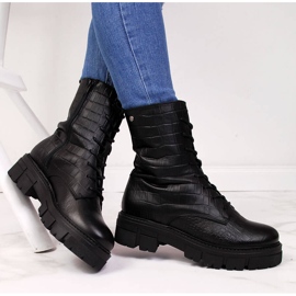 Stivali in pelle da donna neri Goe II2N4099 nero 1