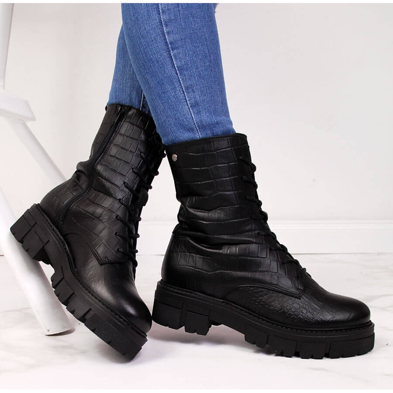 Stivali in pelle da donna neri Goe II2N4099 nero 1