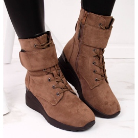 Marrone Stivaletti con zeppa da donna marroni Jezzi 2