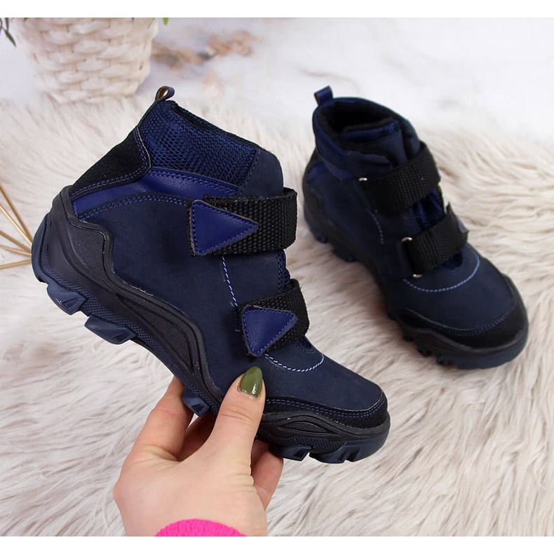 Trapper da bambino con velcro blu navy Kornecki 6394 1