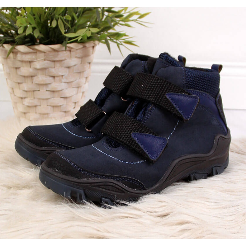 Trapper da bambino con velcro blu navy Kornecki 6394 2