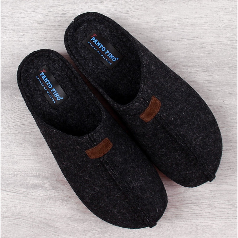 Pantofole da uomo in feltro pantofole nere Panto Fino II167010 nero 1