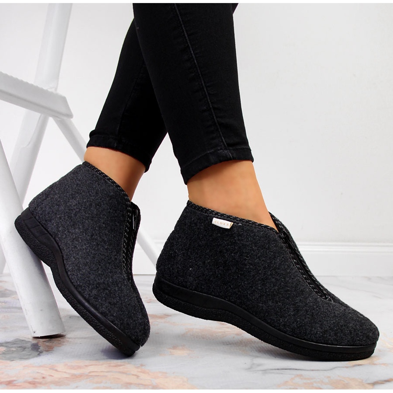 Ciabatte da casa da donna, isolate con cerniera, Cloxx grigio 1