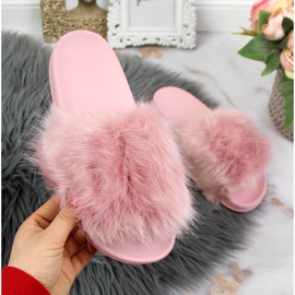 Ciabatte da donna con pelliccia viola chiaro Msmg 2