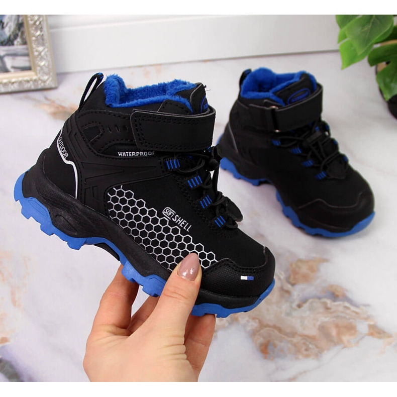 Doposci da trekking impermeabili neri American Club nero blu 1