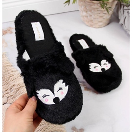 Pantofole da donna in pelliccia Cloxx nere con orecchie nero 2
