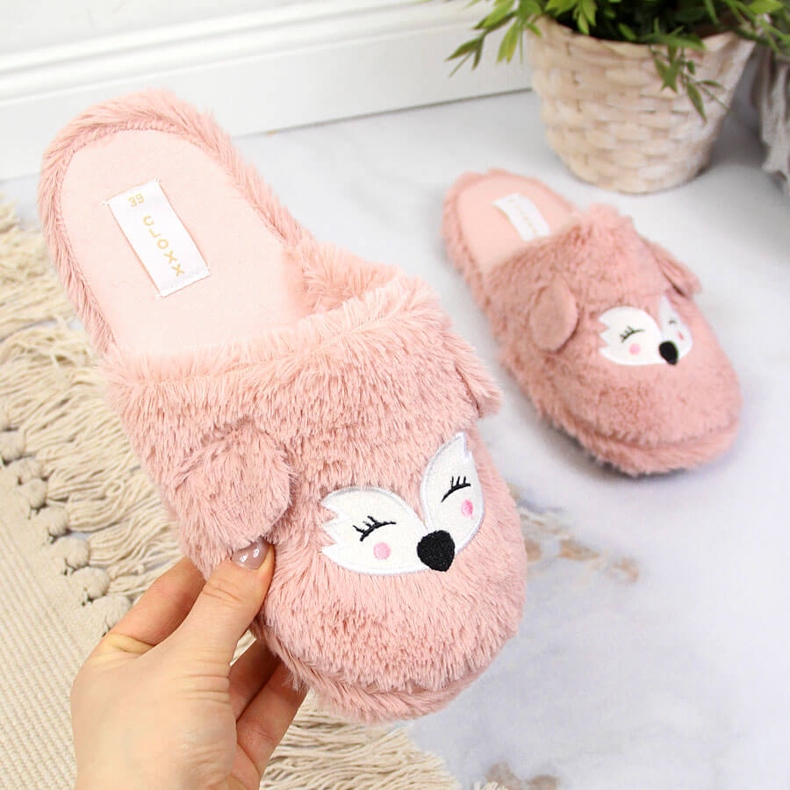 Ciabatte da donna in pelliccia con orecchie rosa Cloxx 2