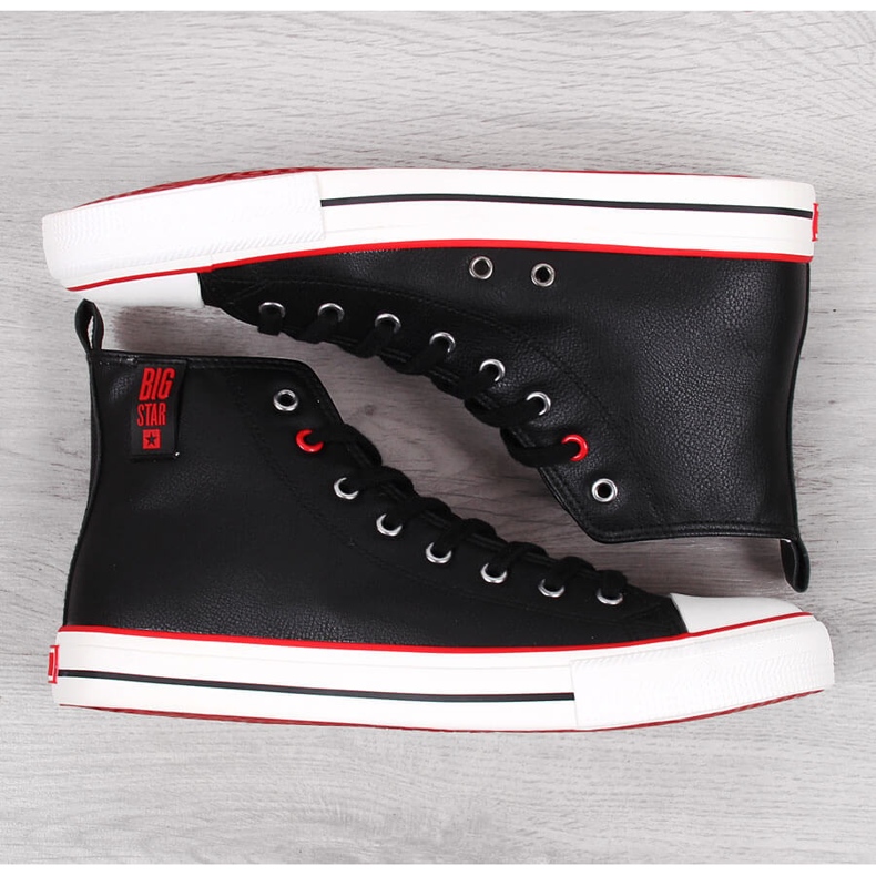 Sneakers alte da uomo con Big Star in ecopelle nera JJ174070 nero 2