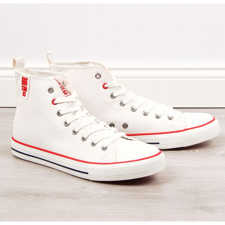 Sneakers alte da uomo in ecopelle bianche Big Star JJ174071 bianca 1