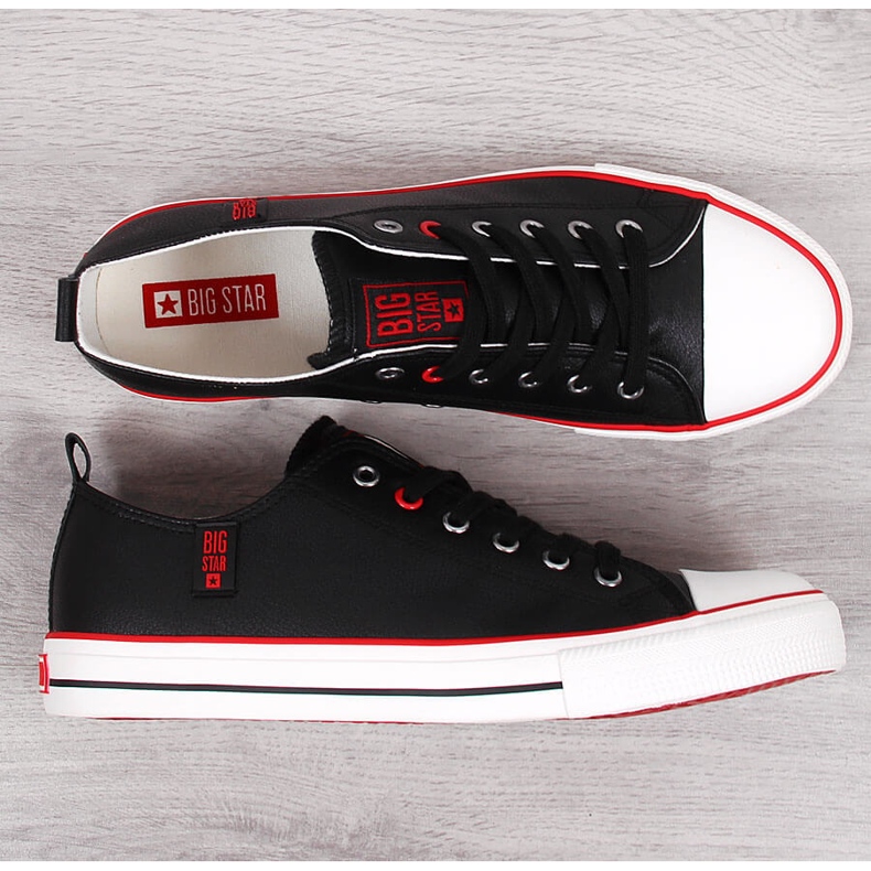 Sneakers basse da uomo in ecopelle nere Big Star JJ174068 nero 2