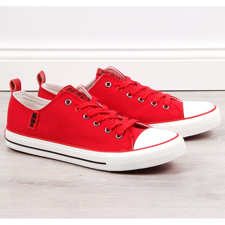 Sneakers basse da uomo rosse, tessuto Big Star JJ174063 rosso 1