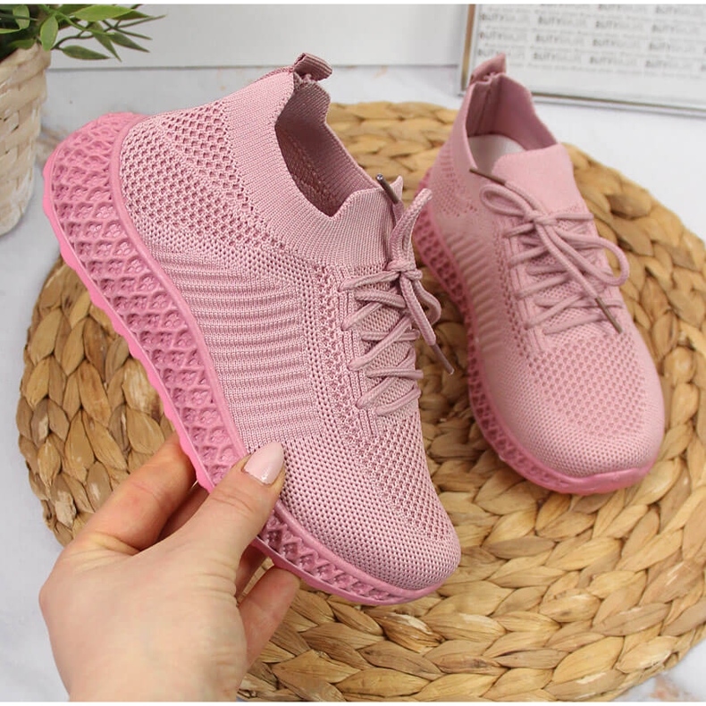 Scarpe sportive da bambina in rete rosa NEWS 1