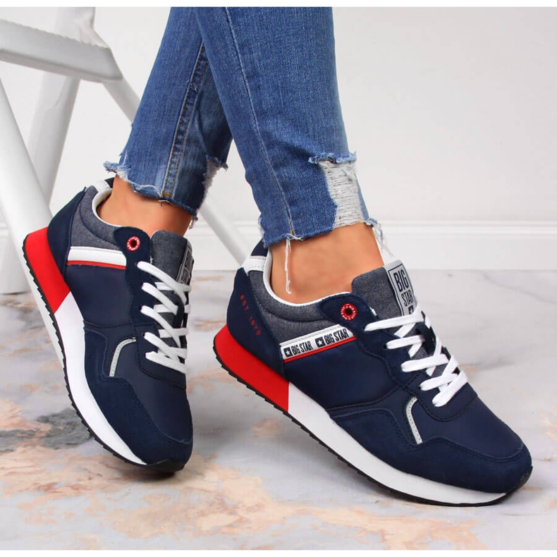 Scarpe sportive in pelle blu navy Big Star JJ274285 1