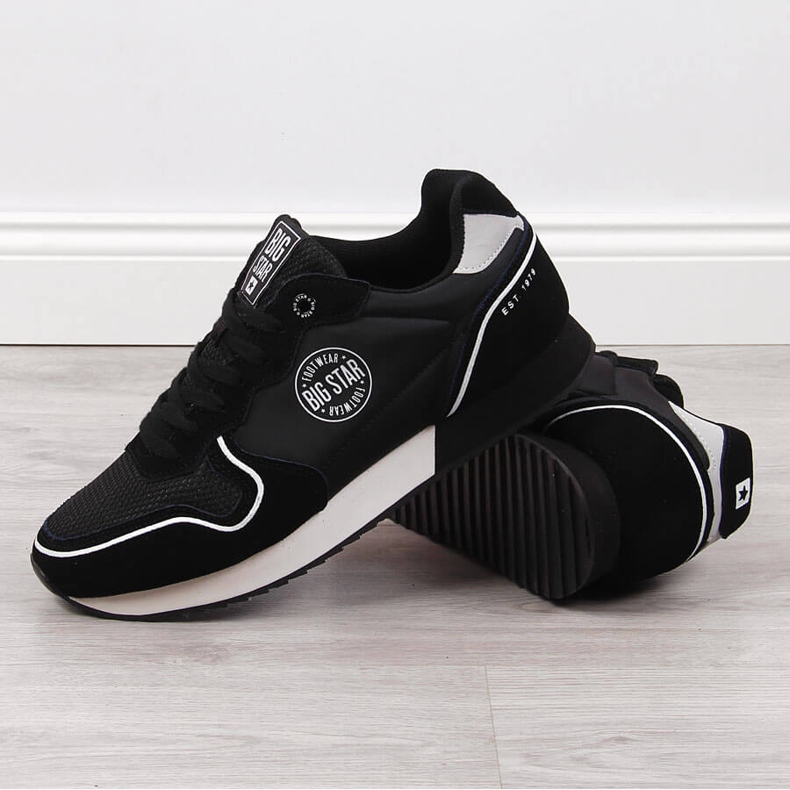 Scarpe sportive da uomo in pelle nera Big Star JJ174140 nero 1
