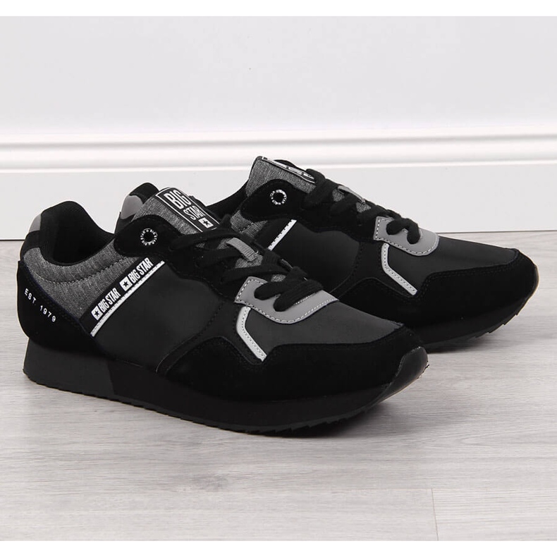 Scarpe sportive da uomo in pelle nera Big Star JJ174145 nero 1