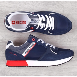 Scarpe sportive da uomo in pelle blu navy Big Star JJ174146 1