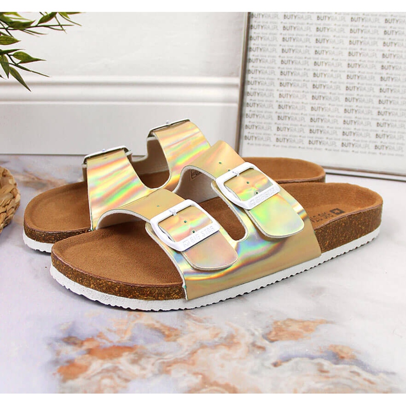 Ciabatte da donna dorate con fibbie Big Star HH274896 d'oro 1