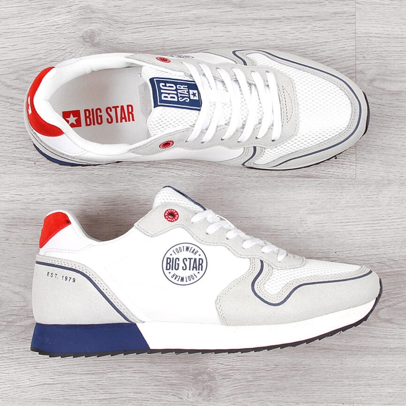 Scarpe sportive da uomo in pelle PU bianca Big Star JJ174141 bianco 1