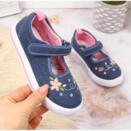 Sneakers da bambina in jeans American Club blu 1