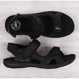 Sandali neri da uomo in pelle con chiusura in velcro Łukbut 991 nero 1