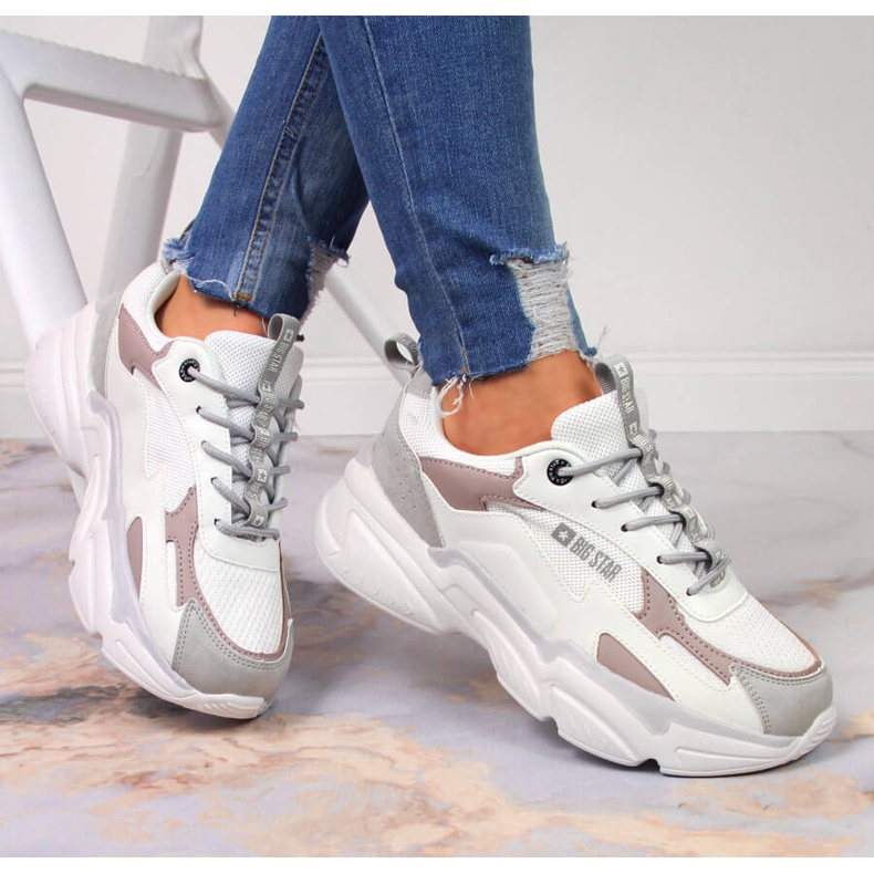 Scarpe sportive da donna sulla piattaforma bianca Big Star HH274255 bianco multicolore 1