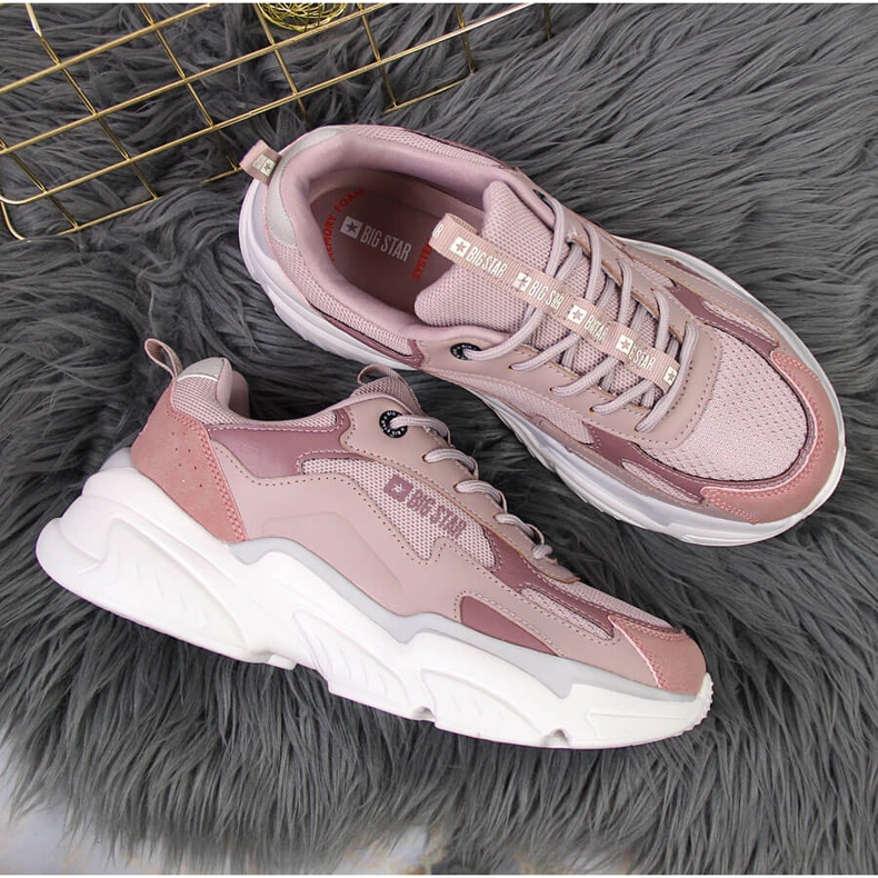 Scarpe sportive da donna sulla piattaforma rosa Big Star HH274258 1