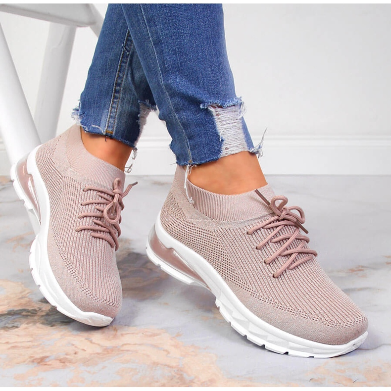 Scarpe sportive da donna, calzini, Potocki rosa sporco 1