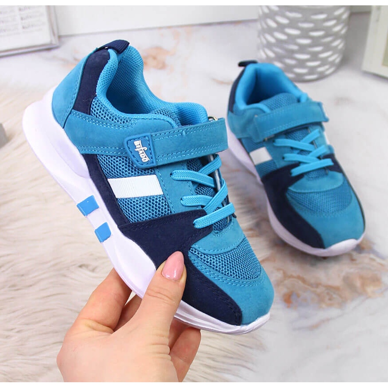 Scarpe sportive da bambino con velcro blu Befado blu navy 1