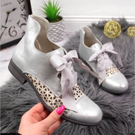 Stivaletti Jezzi da donna primavera argento traforati d'argento 1