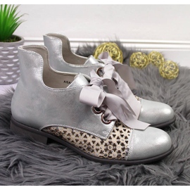 Stivaletti Jezzi da donna primavera argento traforati d'argento 2