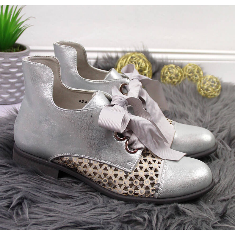 Stivaletti Jezzi da donna primavera argento traforati d'argento 2