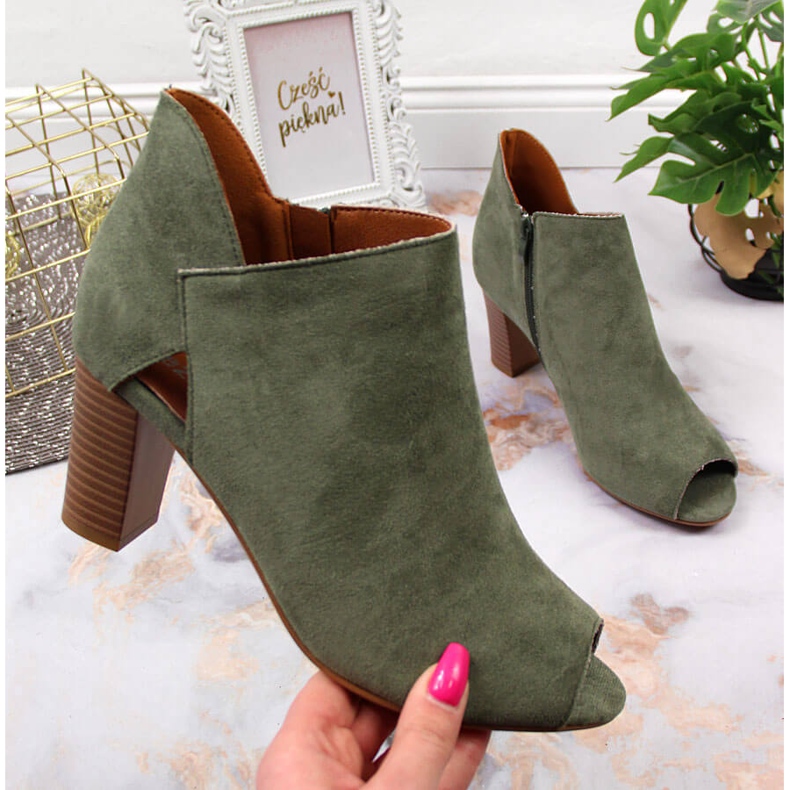 Stivali primaverili da donna, open toe verde Jezzi 1