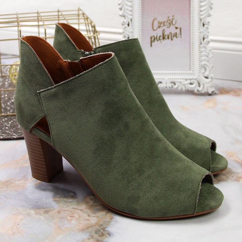 Stivali primaverili da donna, open toe verde Jezzi 2