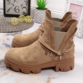 Stivaletti da donna neri Jodhpur, beige, Filippo 2