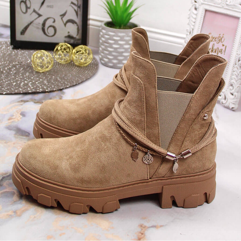 Stivaletti da donna neri Jodhpur, beige, Filippo 2