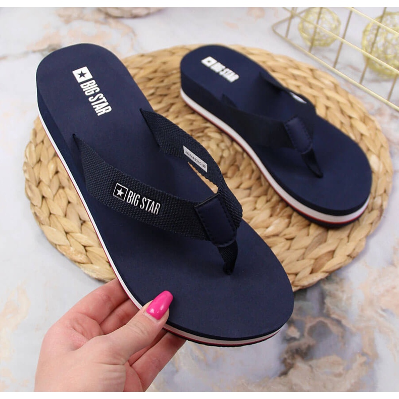 Infradito sulla zeppa Big Star JJ274A331 blu 1