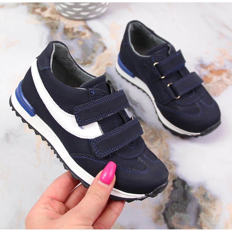 Scarpe da bambino con velcro blu navy Kornecki 6122 1