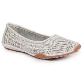 Ballerine da donna in pelle traforata, slip-on, bianco Filippo 2