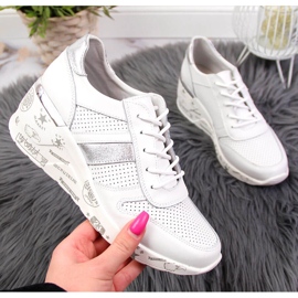 Scarpa da donna in pelle bianca con zeppa Filippo 1