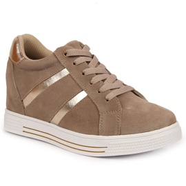 Scarpa in pelle con zeppa Filippo beige 1