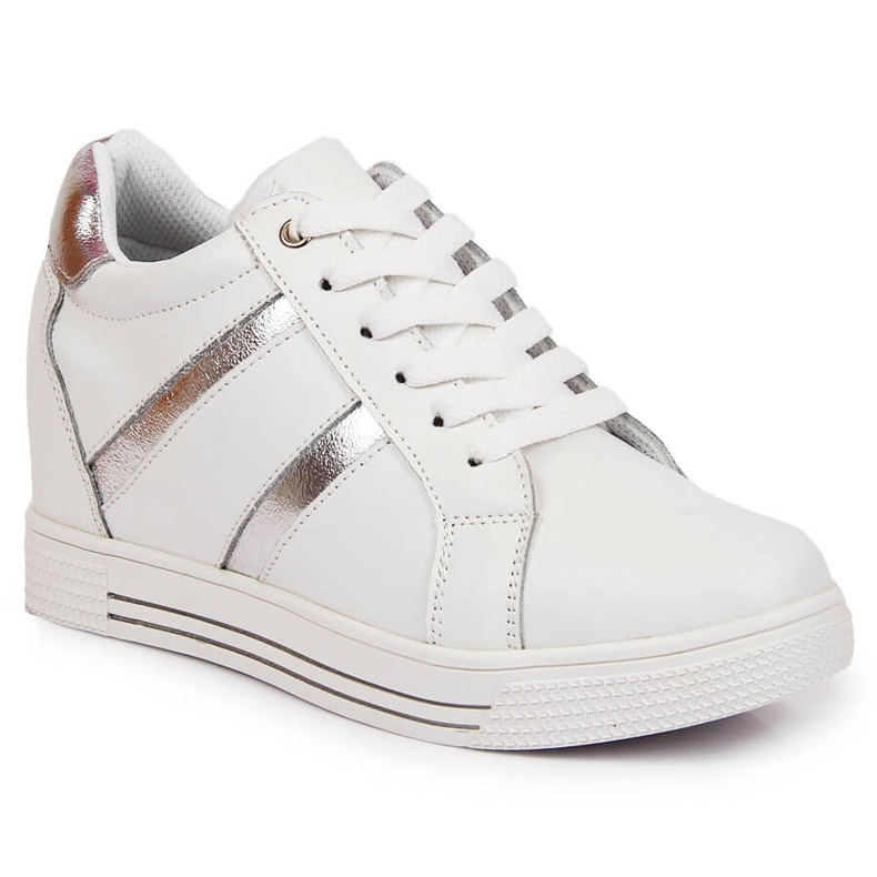 Scarpe in pelle su zeppa bianca Filippo bianco 1