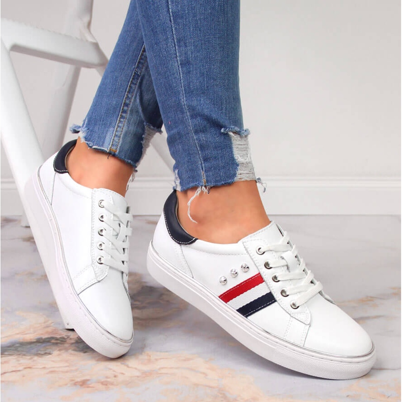 Scarpe da donna in pelle, sneakers Vinceza bianche bianca 1