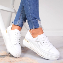 Scarpe da donna in pelle, sneakers Vinceza bianche 1