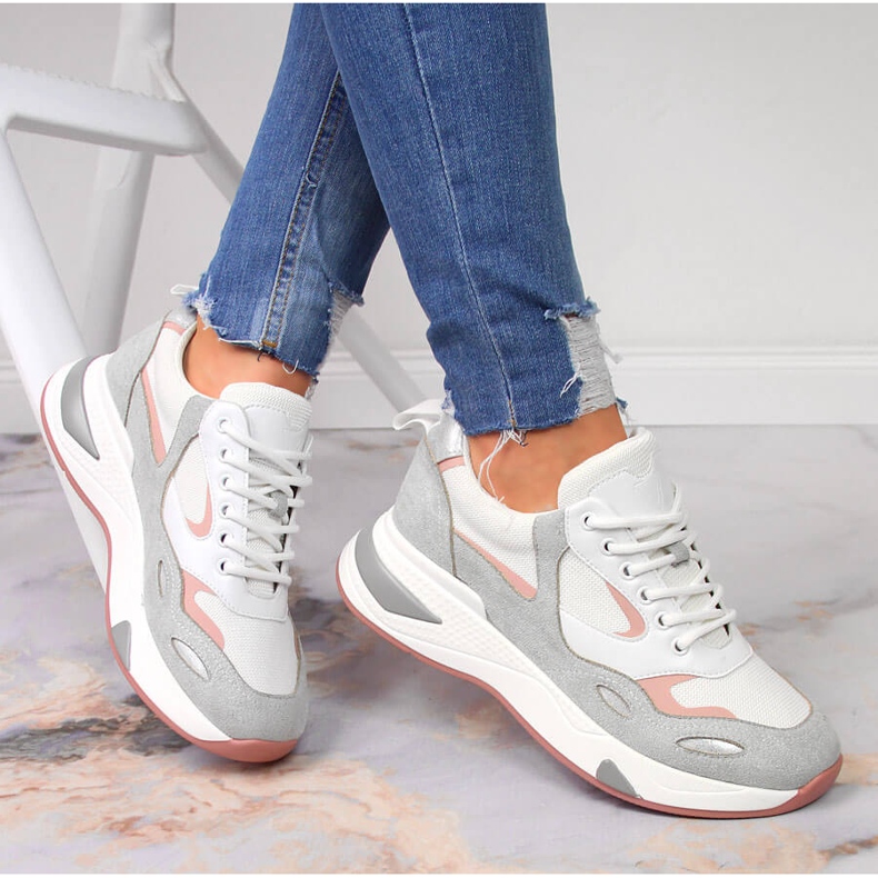 Scarpe sportive da donna Vinceza bianche bianco grigio multicolore 1