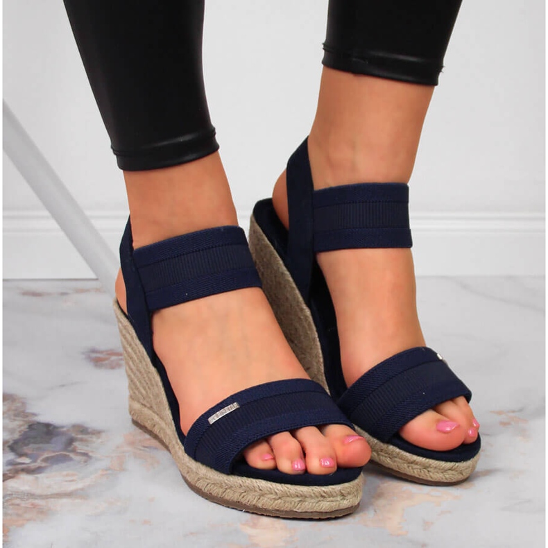 Sandali espadrillas con zeppe blu navy Big Star JJ274977 2