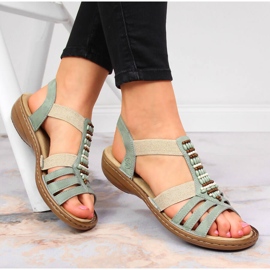 Sandali verdi da donna Rieker 60851-52 con elastici verde 1